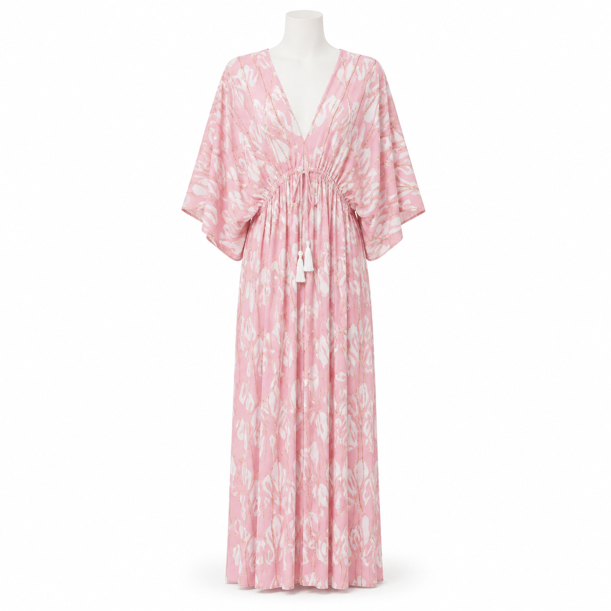 Style 11264 pink maxi dress on white mannequin