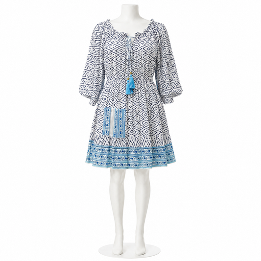 Z-136 Blue short dress on white mannequin