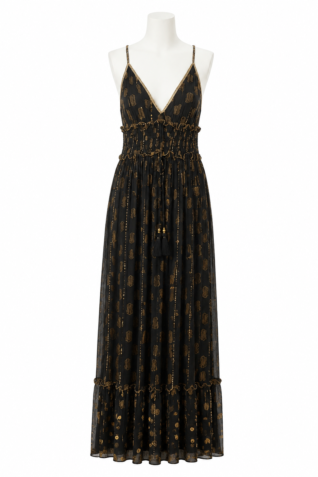 Z-115 Black sleeveless maxi dress on white headless mannequin